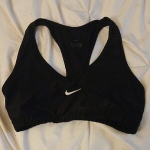 Nike Women's Black Sports Bra with White Logo